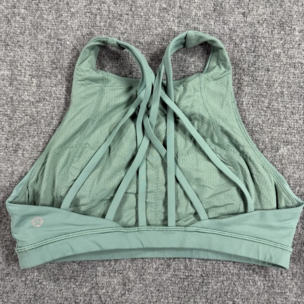 Lululemon Free To Be Serene Bra 8 Green High Neck Gym Active
